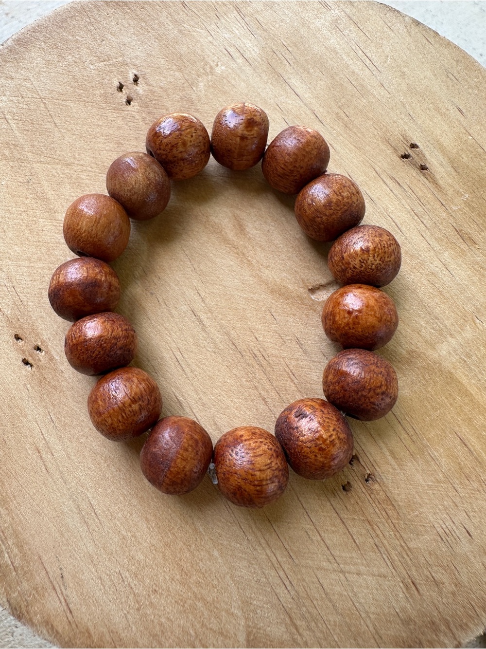 Wood Bead Bracelet - Warm Brown - Picture 3 of 5